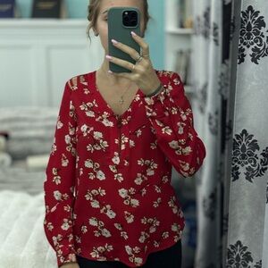 Floral Red Women's Top